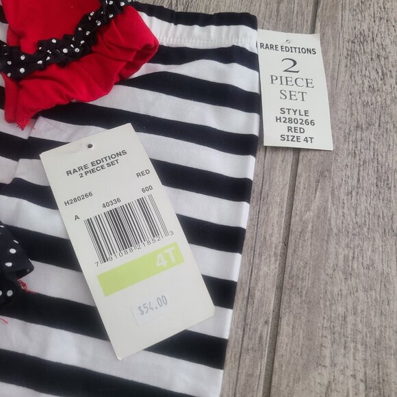 Rare Editions Girls 2-Piece Snowman Holiday Outfit Red Black White size 4T - Picture 5 of 8